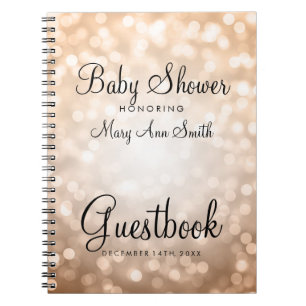 Guestbookbaby shower förkopprar glitterljus anteckningsbok med spiral
