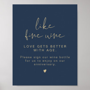 Guestbooksignatur för CAITLIN Navy & Guld Vin Bröl Poster