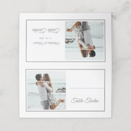 Guests Elegant Photo Silver Bröllop Bordsnummer Placeringskort