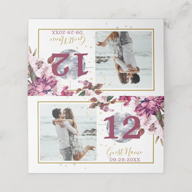 Guests Guld Disco Elegant Photo Bordsnummer Placeringskort (Utvändigt utvikt)