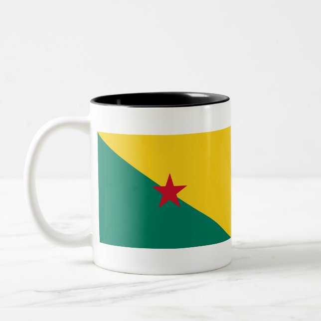 Guiana - Drapeau de la Guyane Flagga Två-Tonad Mugg (Vänster)