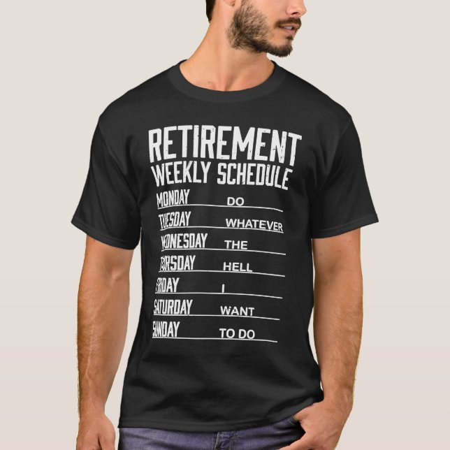 Guid för Golden Yar-planen Pension Weekly Schedule T Shirt (Framsida)