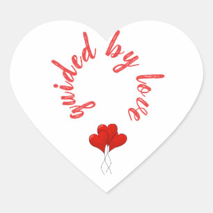 Guidad av Kärlek Red Hearts Hjärtformat Klistermärke