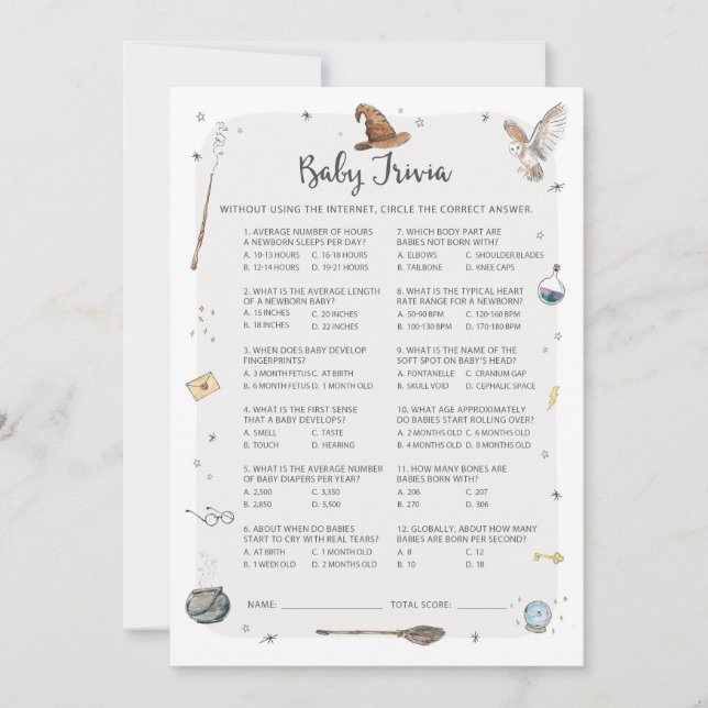 Guide Baby Shower Baby Trivia-spel Inbjudningar (Framsida)