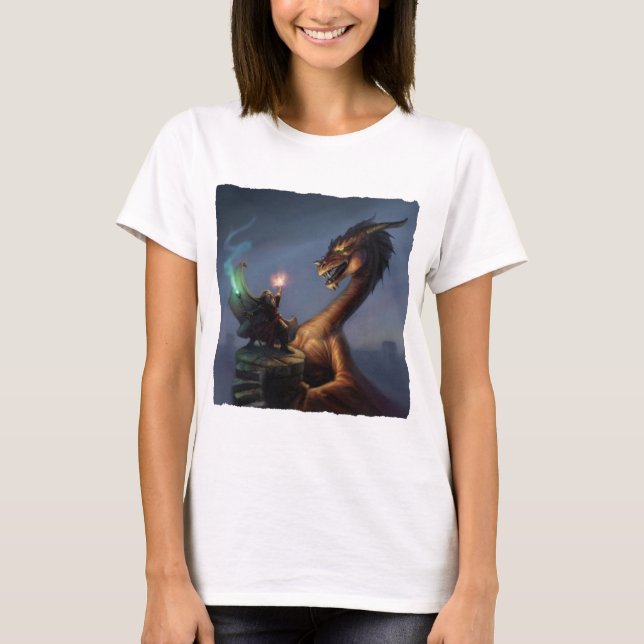 Guide Defense - Dragon & Wizard Tee Shirt (Framsida)