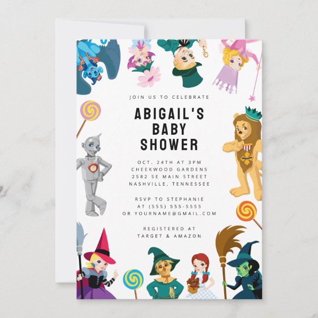 Guide för Oz-teckenbabyskor Inbjudningar (Framsida)