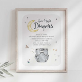 Guide för sent på natten - blöjor för babyskor - s poster