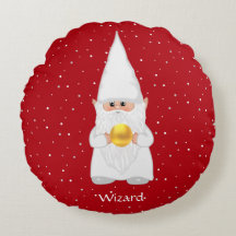 Guide Gnome & Guld på Red Round Pillow