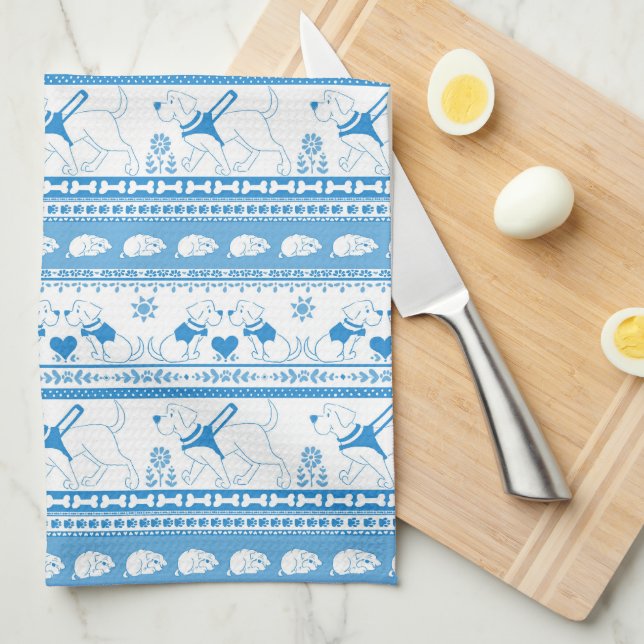 Guide Hund Tale Labs Mönster - Blue - Kökshandduk (Vikt i Fjärdedel)