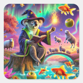 Guide Koala Casting Magic in Enchanted Forest Fyrkantigt Klistermärke