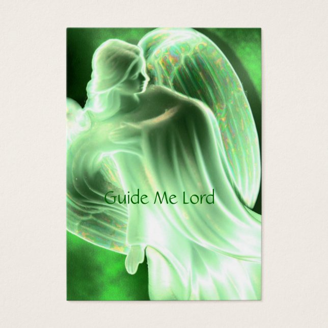 Guide Me Lord - Grönt Angel Prayer Card Visitkort (Framsidan)