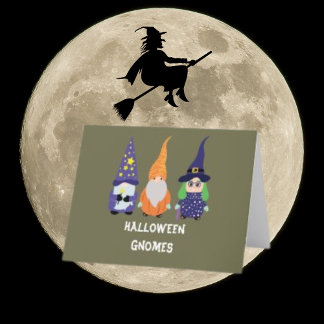 Guide Pumpkin Witch Halloween Gnome-hälsningskort Tack Kort