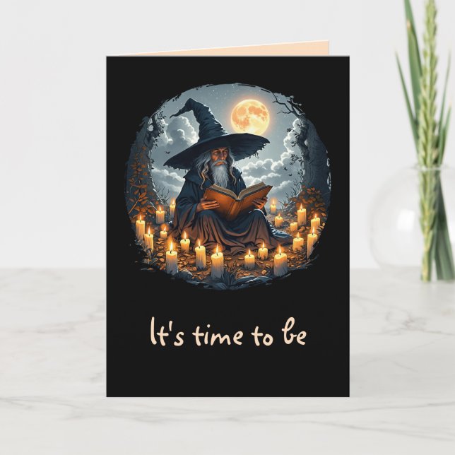 Guide som läser Bok - Wicca Halloween 2 Kort (Framsida)
