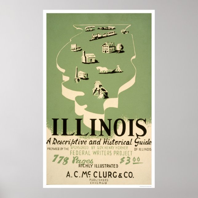 Guide till Illinois 1940 WPA Poster (Framsidan)