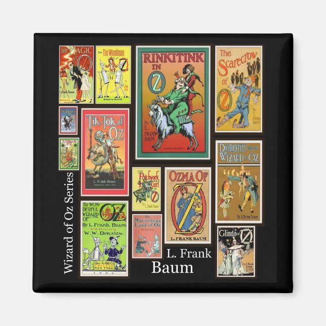 Guide till Oz L Frank Baum Collage Magnet (Framsidan)