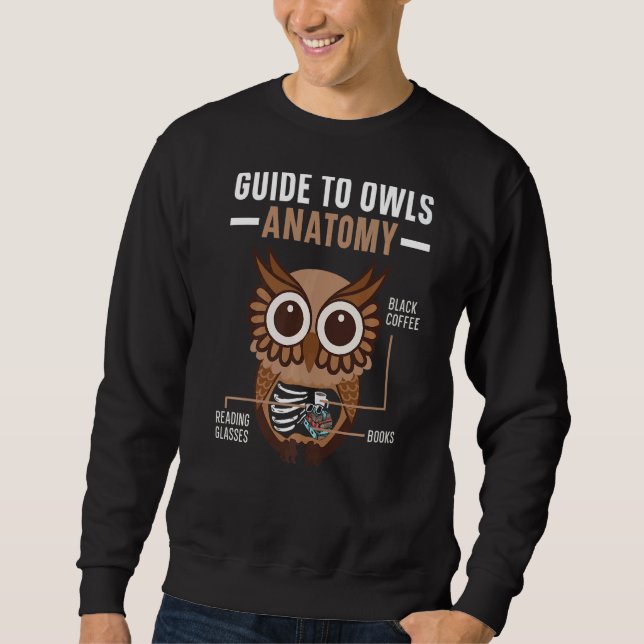 Guide To Owls Anatomy Owl  Nocturnal Bird Owl Whis Lång Ärmad Tröja (Framsida)