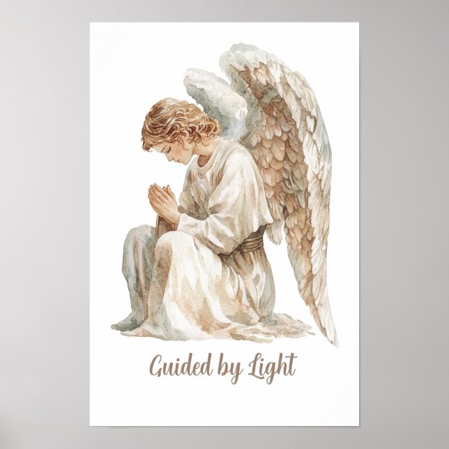 Guided By Light Citat Watercolor Ängel  Poster (Framsidan)