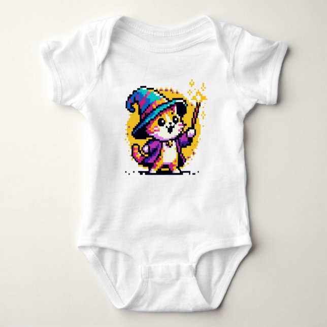 Guidekatt - Magic Pixel Art Fantasy Design T Shirt (Framsida)