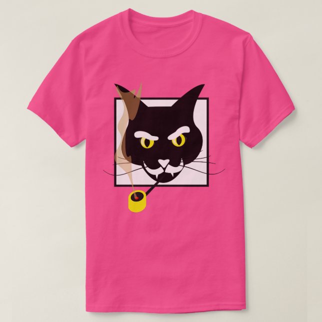 Guiden Black Cat Smoking Magic T Shirt (Design framsida)