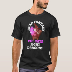 Guiden bokar Cats Dragons Bookish Bookworm Fantasy T Shirt