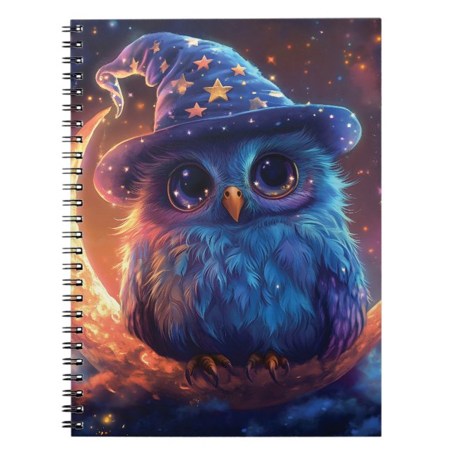Guiden Cute Uggla på Måne: Magic Fantasy Art Anteckningsbok (Framsidan)