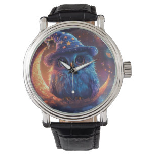 Guiden Cute Uggla på Måne: Magic Fantasy Art Armbandsur