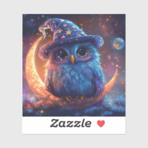 Guiden Cute Uggla på Måne: Magic Fantasy Art Klistermärken