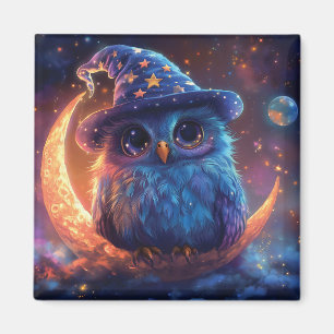 Guiden Cute Uggla på Måne: Magic Fantasy Art Magnet