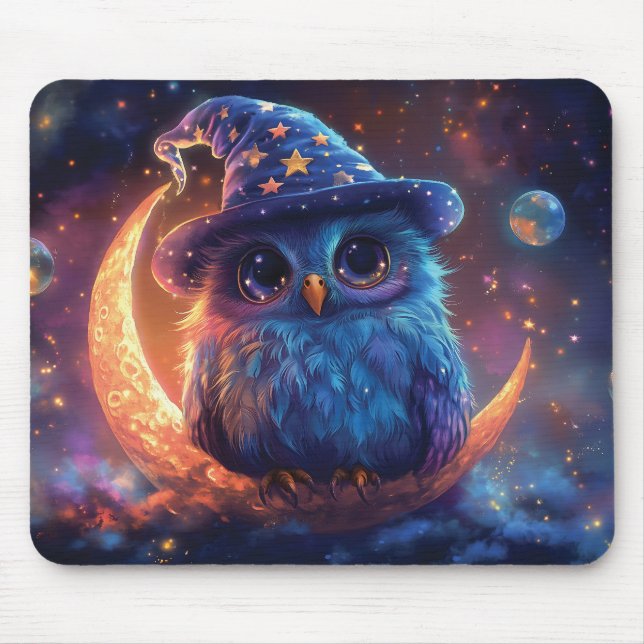 Guiden Cute Uggla på Måne: Magic Fantasy Art Musmatta (Framsidan)