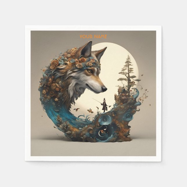 Guiden Fantasy Cute Vivid Flowers Varg Pappersservett (Framsidan)