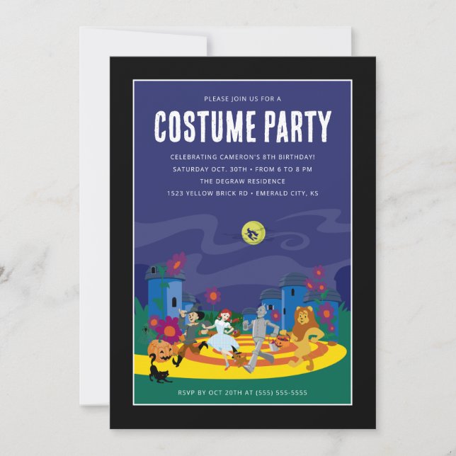 Guiden för Oz Costume Födelsedagsfest Inbjudningar (Framsida)