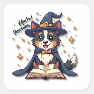 Guiden Kawaii Gräns Collie Fyrkantigt Klistermärke