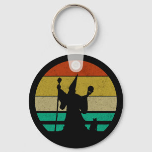 Guiden och katten för uppringd Retro 70s i vintage Nyckelring