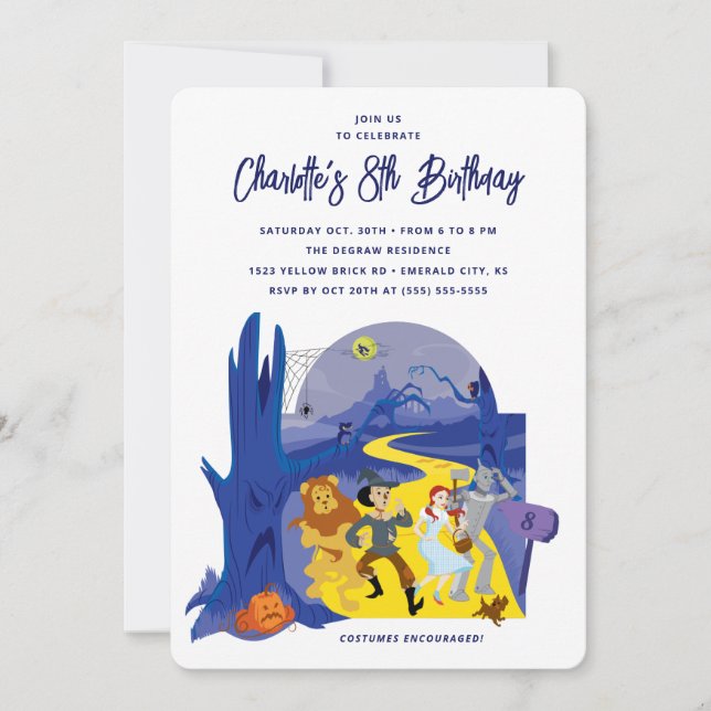 Guiden Oz Halloween Födelsedagsfest Inbjudningar (Framsida)