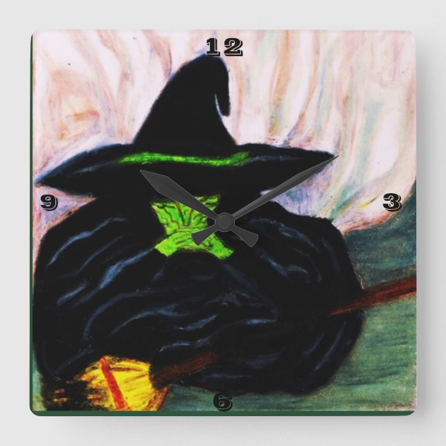 GUIDEN OZ SMÄLTER WITCH SQUARE WALL CLOCK FYRKANTIG KLOCKA (Framsida)