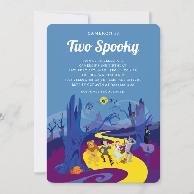 Guiden Oz | Två taloky Halloween Birthday Inbjudningar (Framsida)