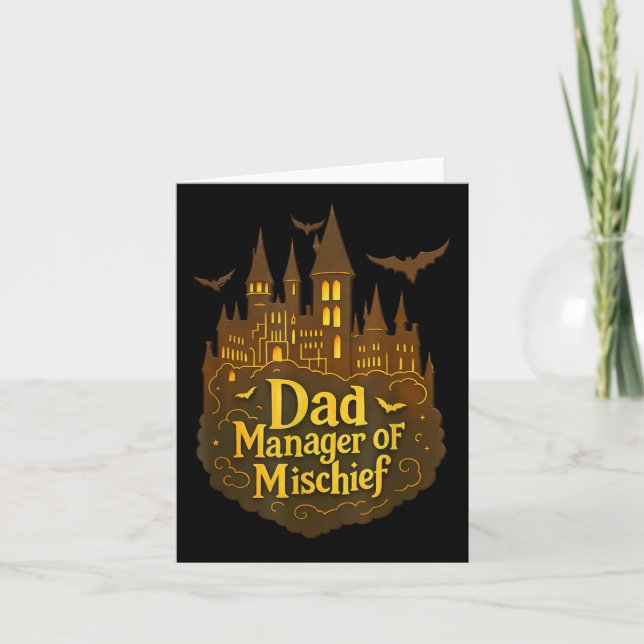 Guiden pappa Manager of MisChief Funny Halloween P Kort (Framsida)