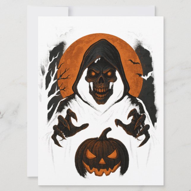 Guiden Scary Halloween - Creepy Hooded Skull Kort (Framsida)
