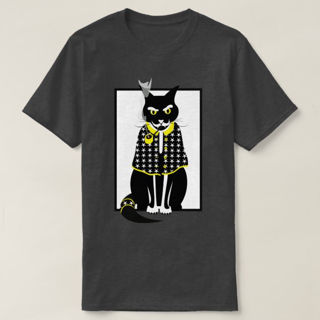 Guiden Svart katt Rökmagi Meow Cats T Shirt (Design framsida)