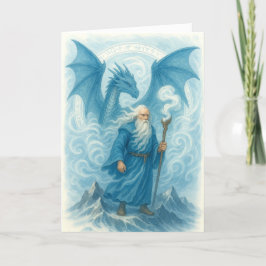 Guiden vind och draken i Fantasy med blå vattenfär Kort