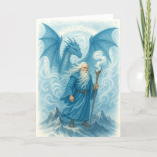 Guiden vind och draken i Fantasy med blå vattenfär Kort