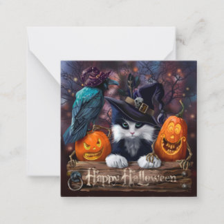 Guidkatt, korv och Halloween-pumpor Anteckningskort