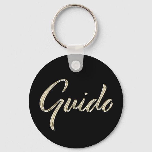 Guido Namn whitegold Button Schlüsselanhänger Nyckelring (Framsida)