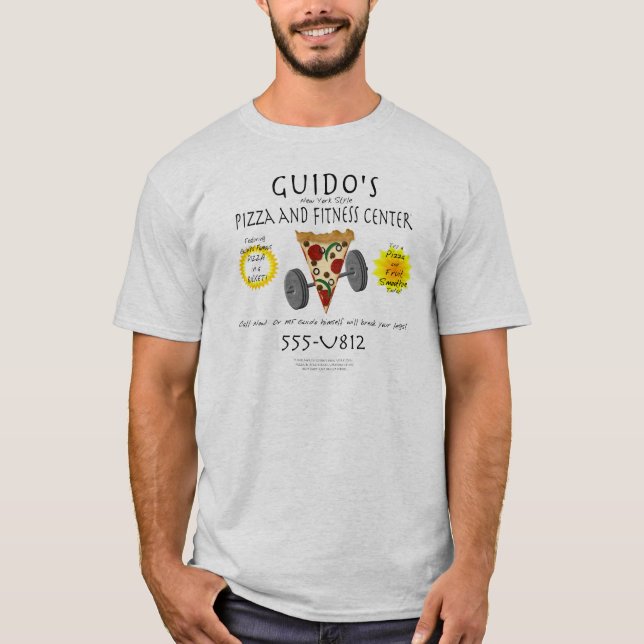Guidos Pizza & kondition centrerar Tee Shirt (Framsida)