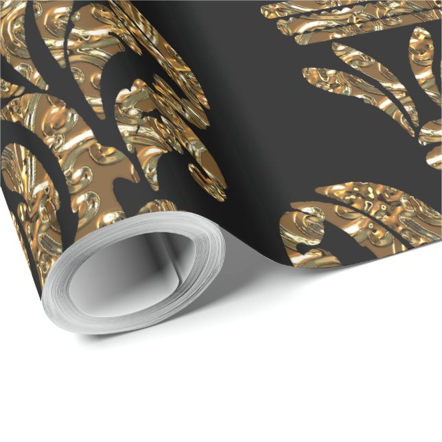 GuildHall Regal 30'x 30-tums svart Damask Presentpapper (Rullad Hörn)