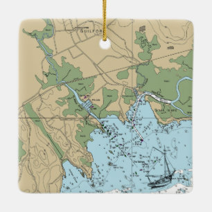 Guilford CT Nautical Chart Julgransprydnad Keramik