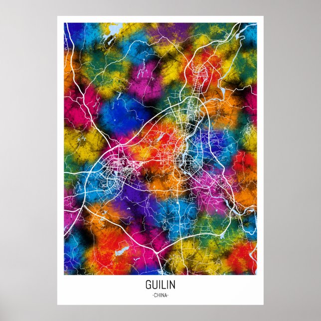 Guilin China City Karta Poster (Framsidan)