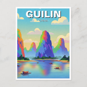 Guilin China Li River Abstrakt Art Vykort