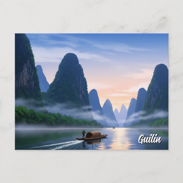 Guilin China Li River Travel Vykort (Framsida)