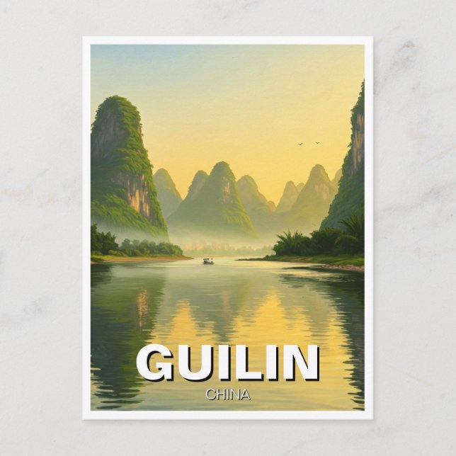 Guilin China Li River Travel Vykort (Framsida)